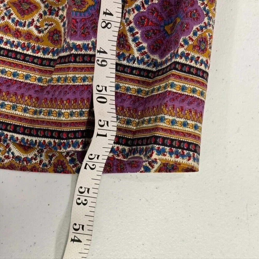 VTG 70's House of She LTD Maxi Dress Boho‎ Hippy Colorful Fun Size S/M Tie Front